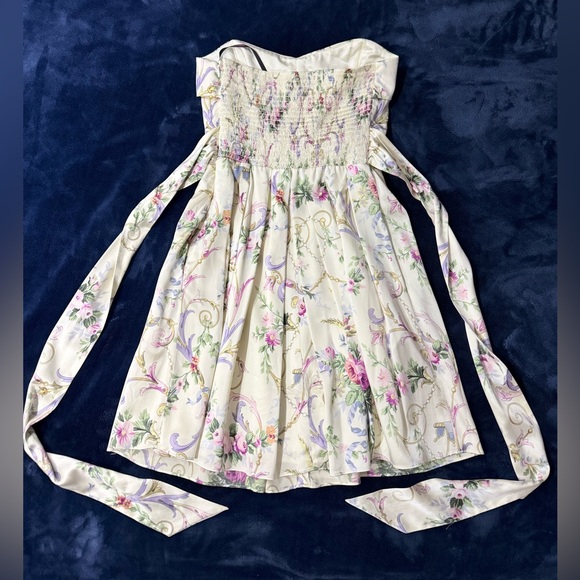 RARE GORGEOUS Y2K Vintage BETSEY JOHNSON silk cream floral dress size 6 HTF - Picture 7 of 12